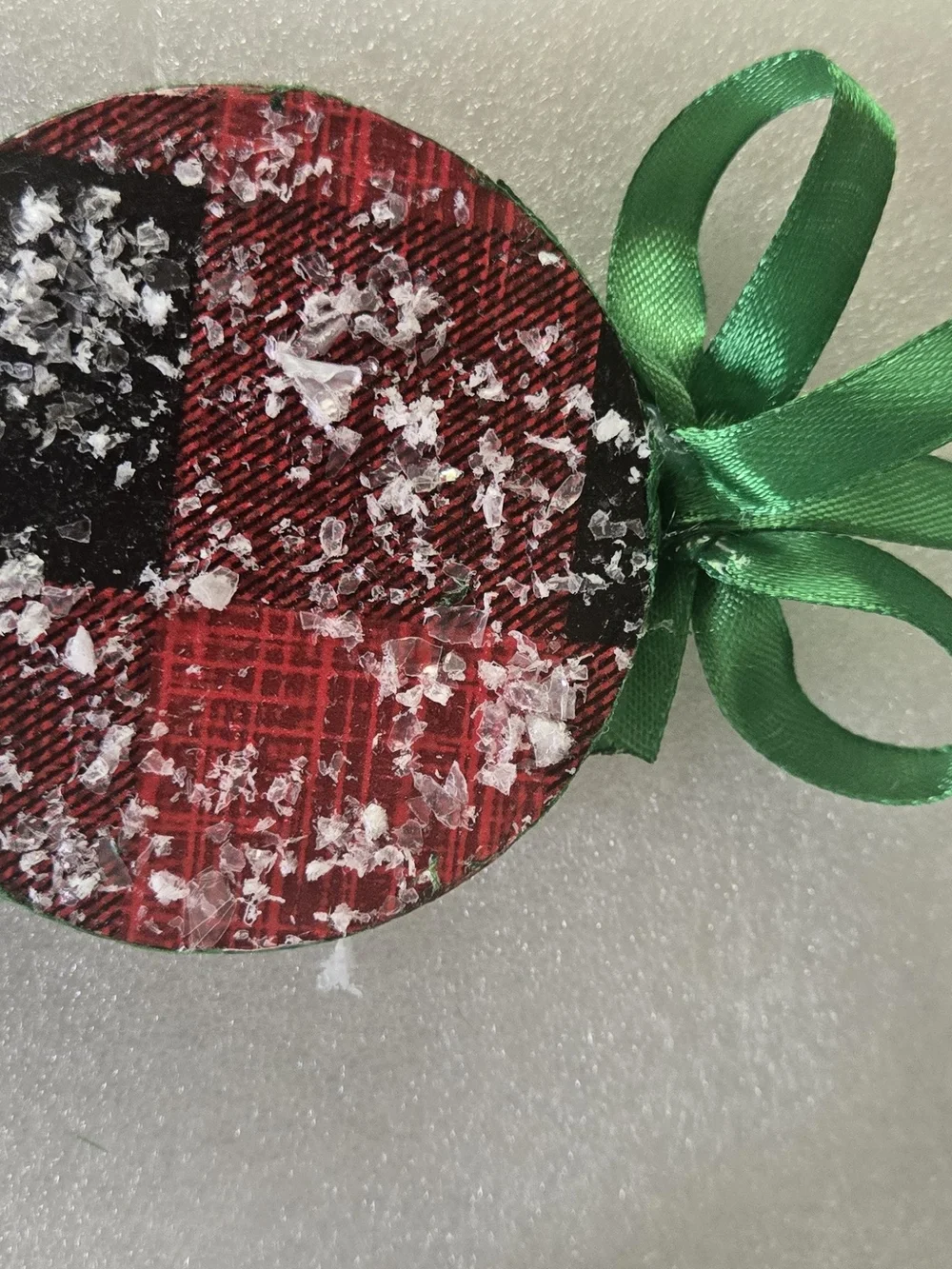 Festive Green Ribbon Holiday Ornament Pair